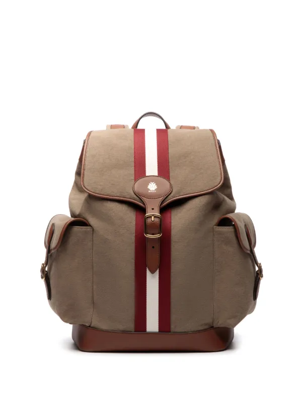 Bally Ribbon Stripe Buckle Backpack Brown FARFETCH IE