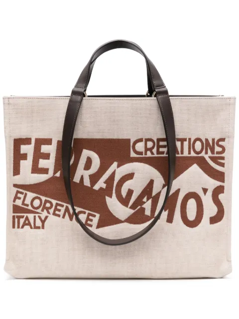 Ferragamo logo-embroidered canvas tote bag