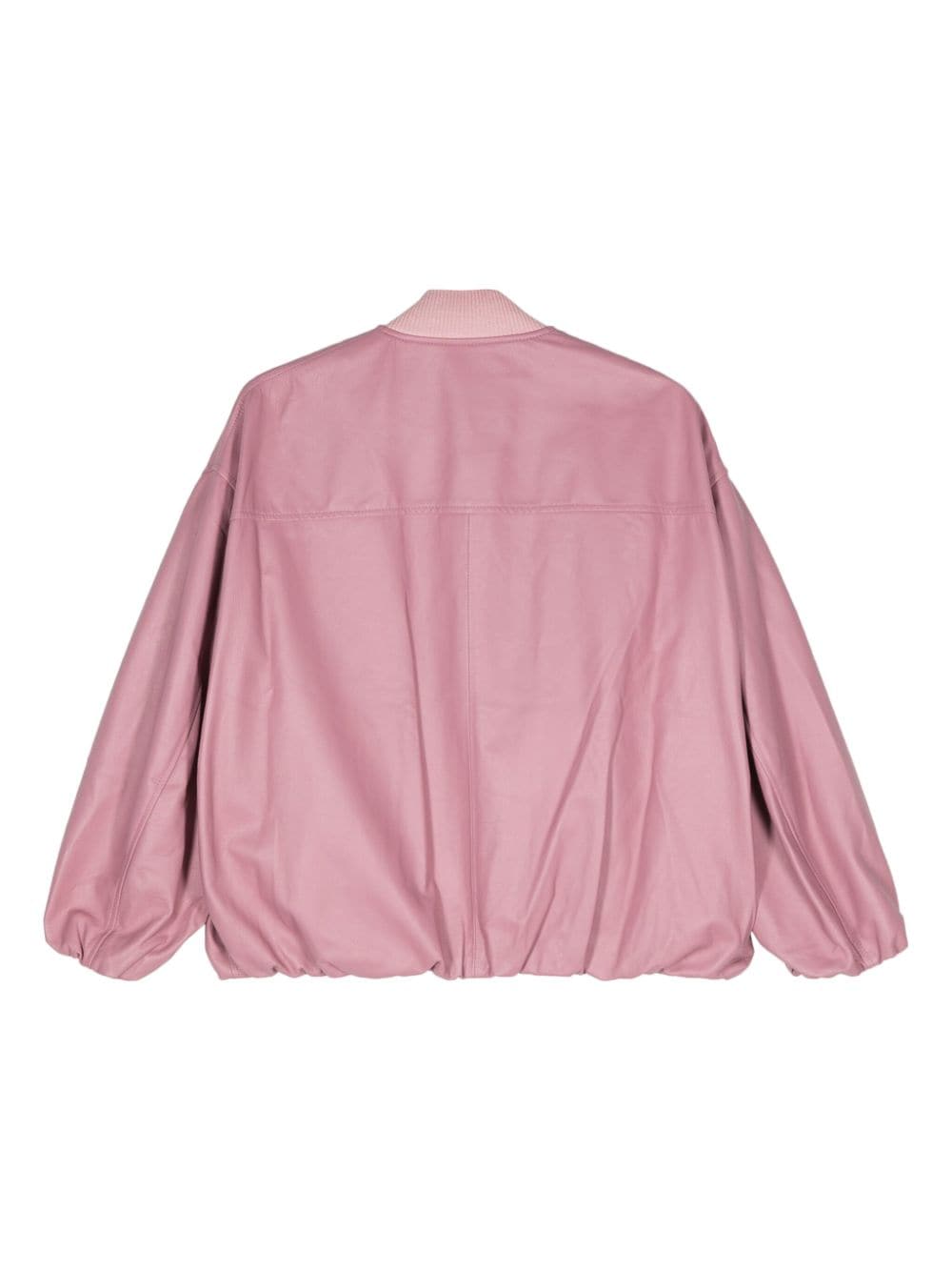 Shop Simonetta Ravizza Leather Zipped Bomber Jacket In Pink