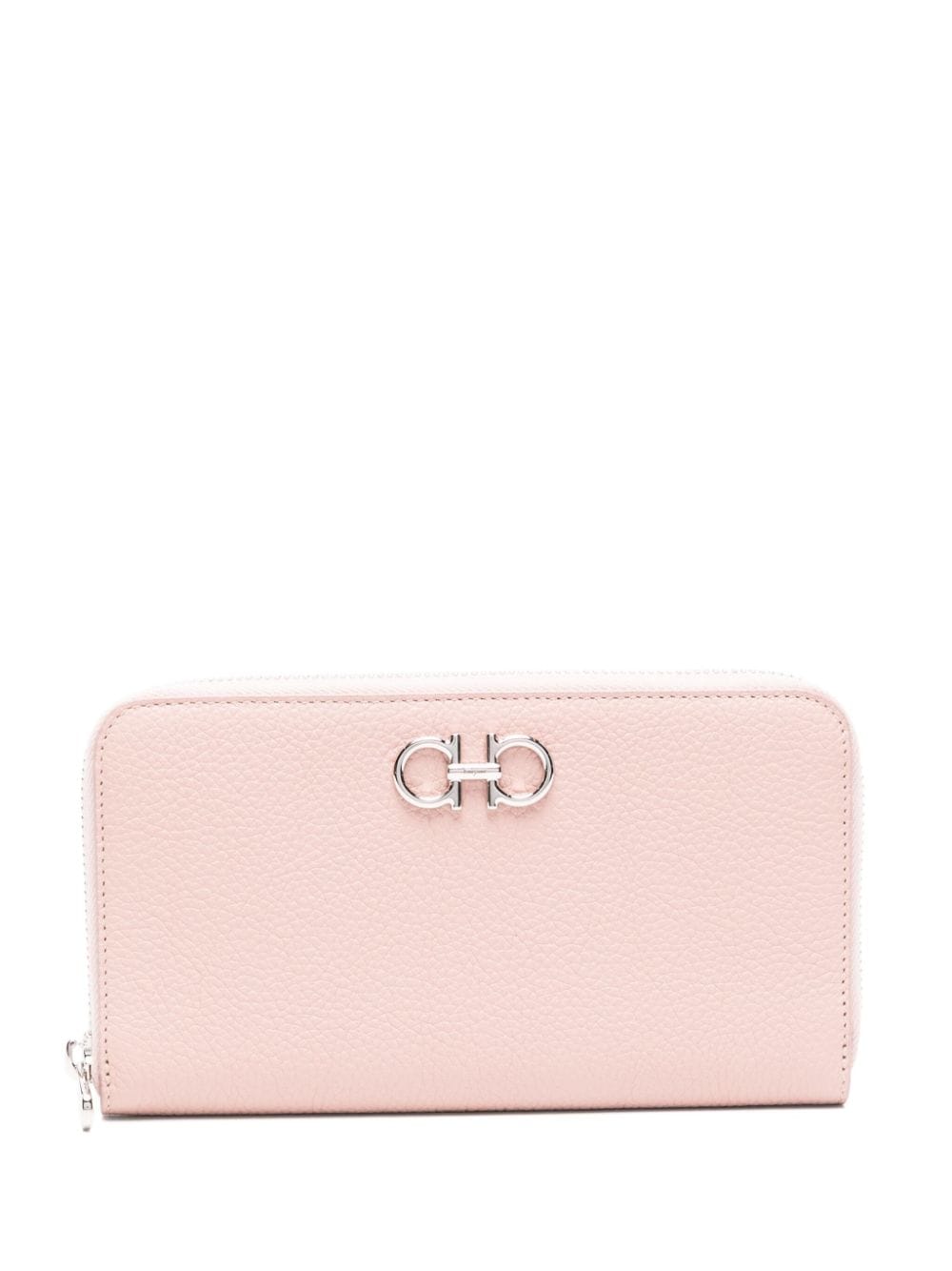 Ferragamo Gancini-plaque Leather Wallet In Pink