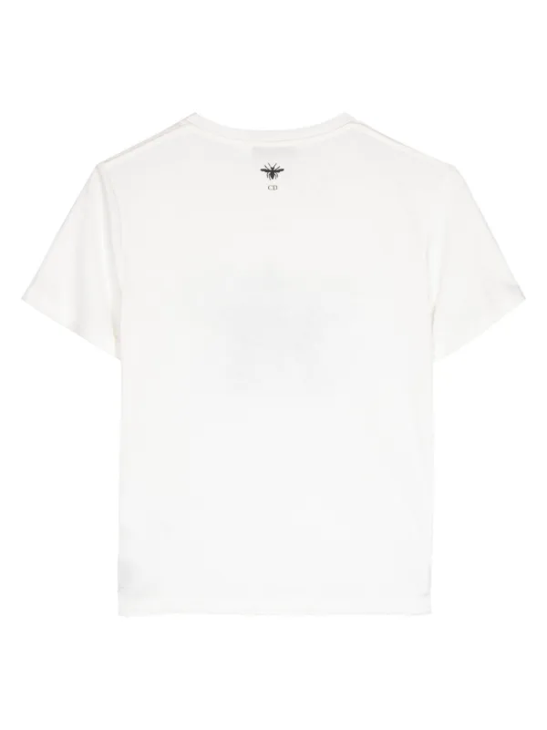 Dior プリントロゴ Tシャツ ホワイト Dior White & Navy Embroidered Logo T-Shirt – Savonches