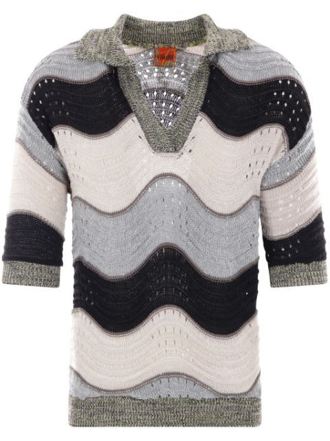 VITELLI wave-pattern knit top 