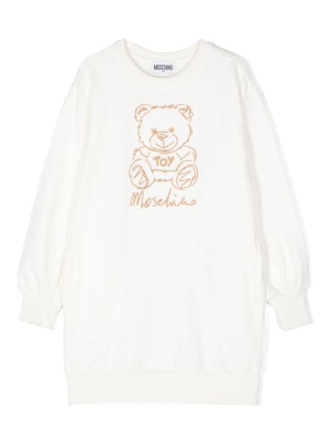 Teddy Bear-embroidered sweatshirt dress