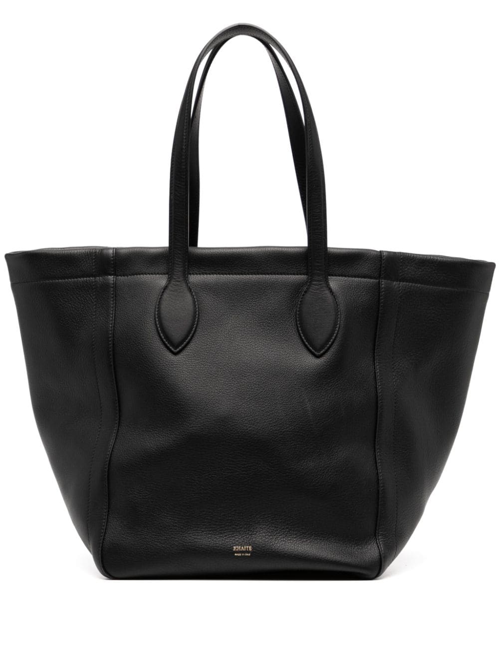 Khaite Logo-stamped Open Top Tote Bag In Black