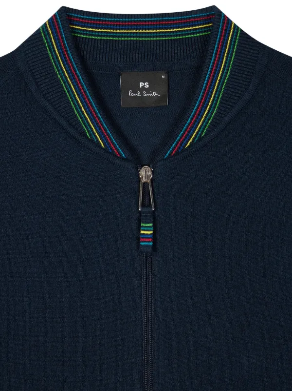 【関税込み】PS by Paul Smith ブルー ジップアップカーディガン Paul Smith ジップアップ カーディガン | ブルー | FARFETCH JP