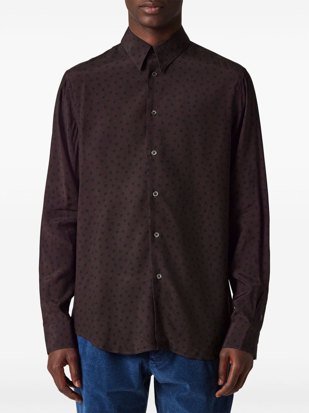 Shop Paul Smith Blur Polka-print Shirt In Braun