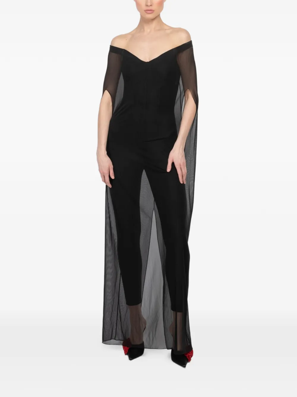Brandon Maxwell Samira off-shoulder jumpsuit - Zwart