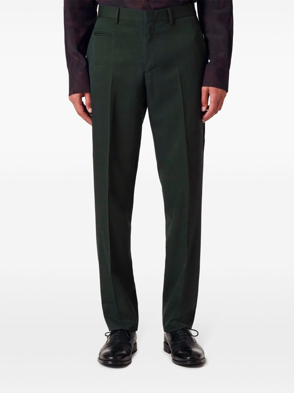 Shop Paul Smith Gabardine-weave Wool Trousers In Green