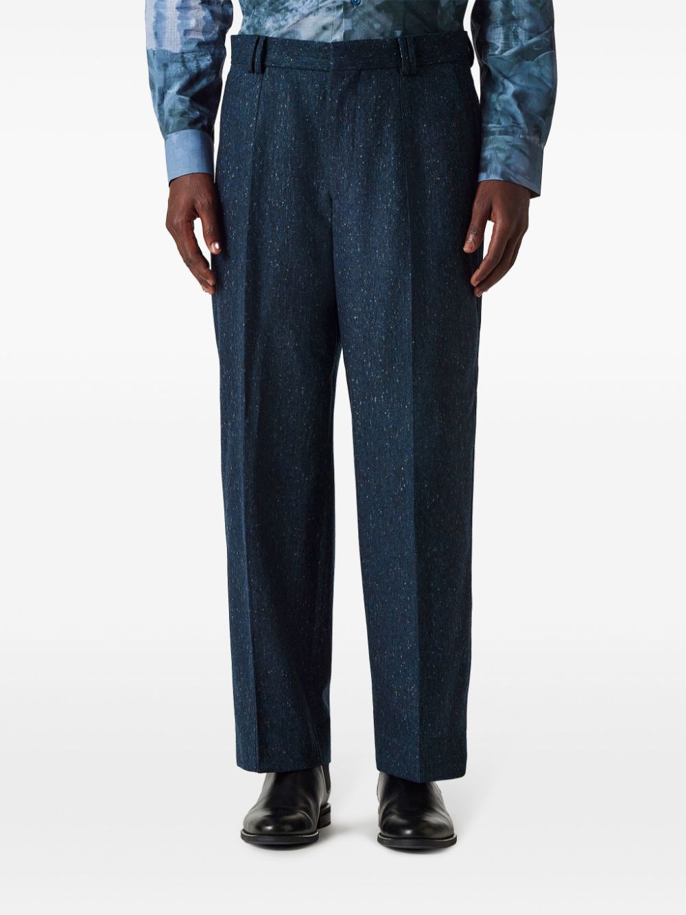 Shop Paul Smith Tweed Wool Trousers In Blue