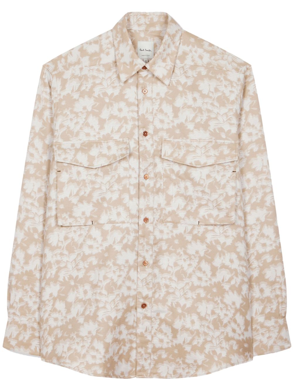 Paul Smith Katoenen overhemd met bloemenjacquard Beige