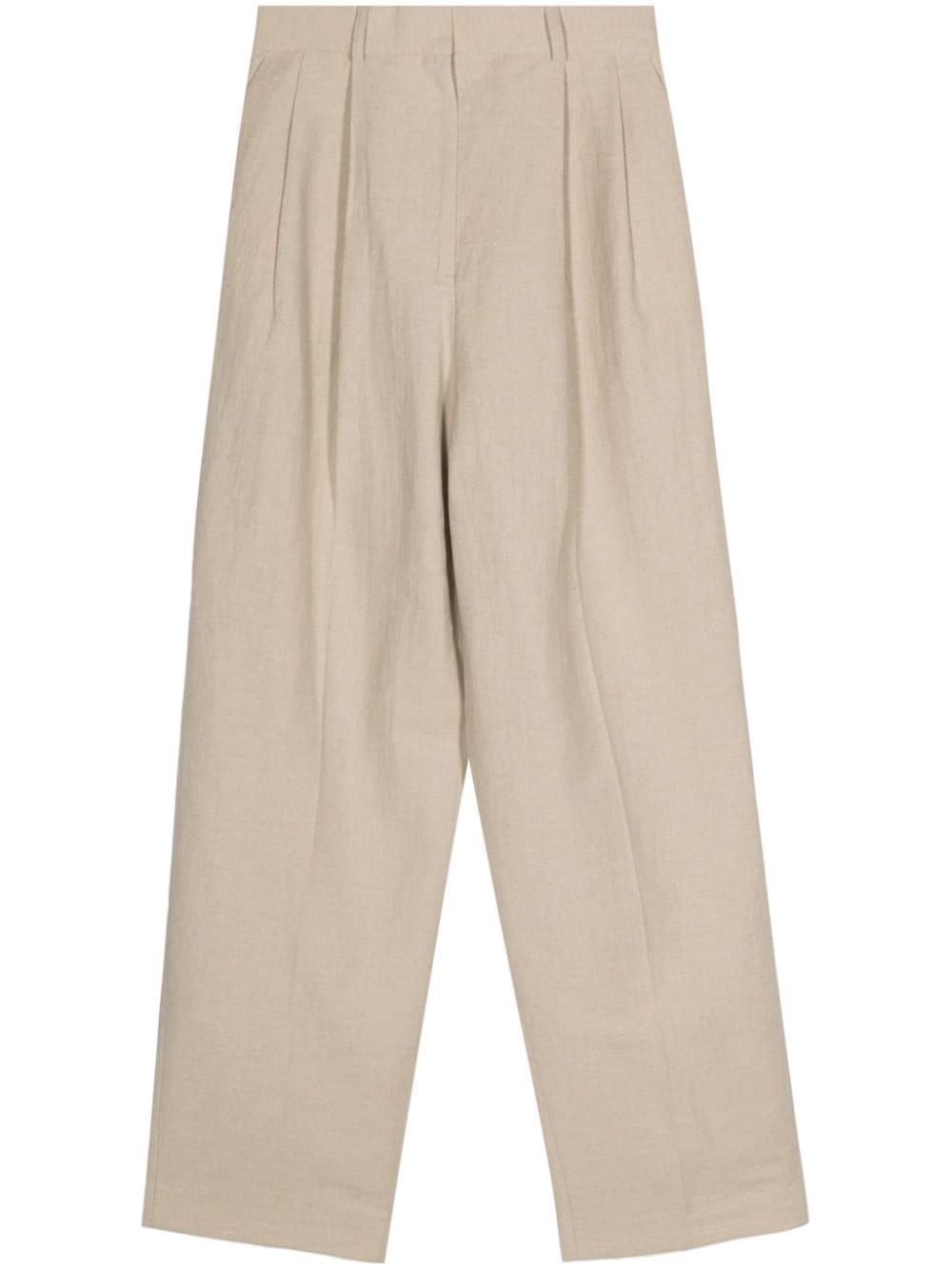 Totême Pleat-detail Tapered Trousers In Neutrals