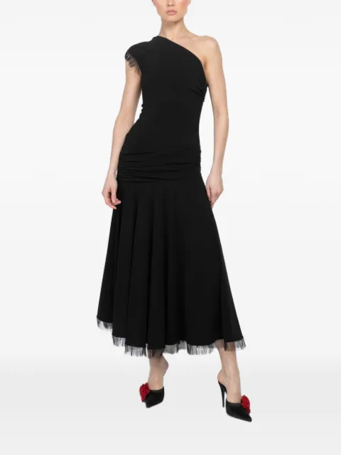 Brandon Maxwell fringe one-shoulder midi dress