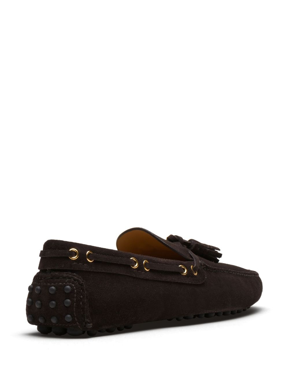 Shop Car Shoe Tassel Suede Driving Shoes In Brown