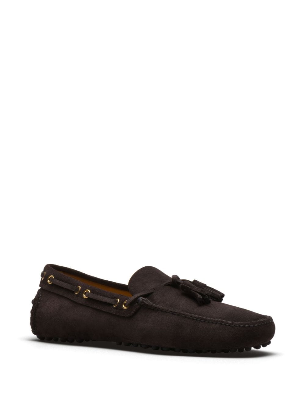 Shop Car Shoe Tassel Suede Driving Shoes In Brown