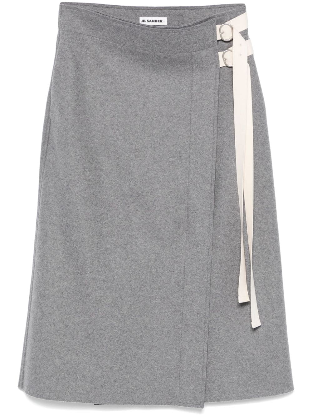 Shop Jil Sander Buckled Midi Skirt In Grey