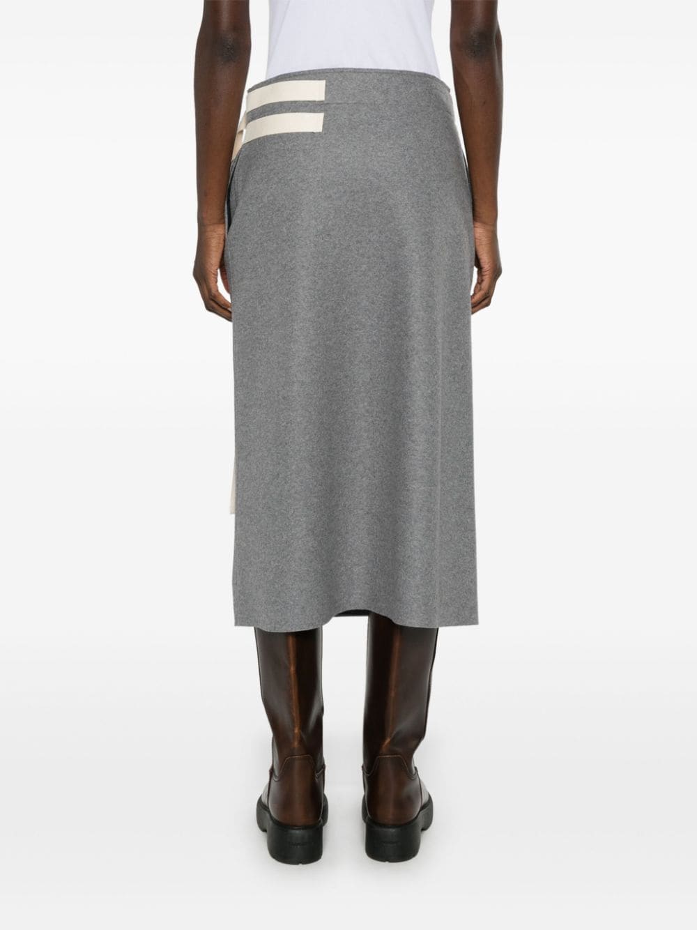 Shop Jil Sander Buckled Midi Skirt In Grey