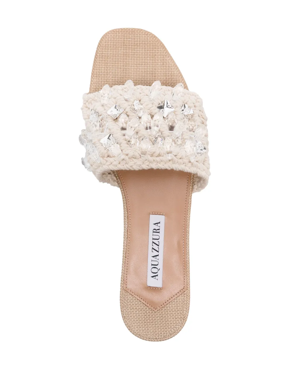 Aquazzura Crystal Cote knitted slides Neutrals