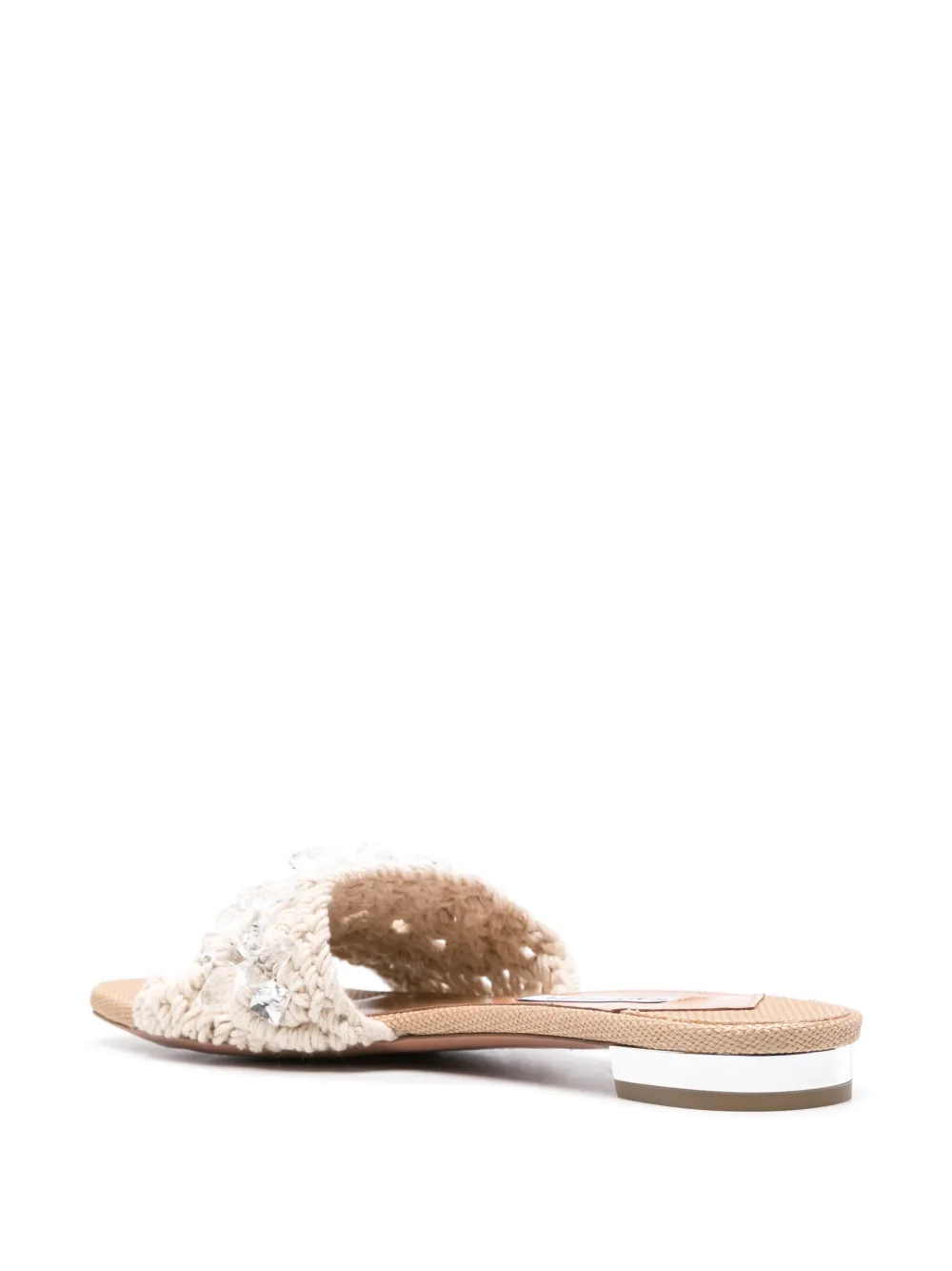 Aquazzura Crystal Cote knitted slides Neutrals