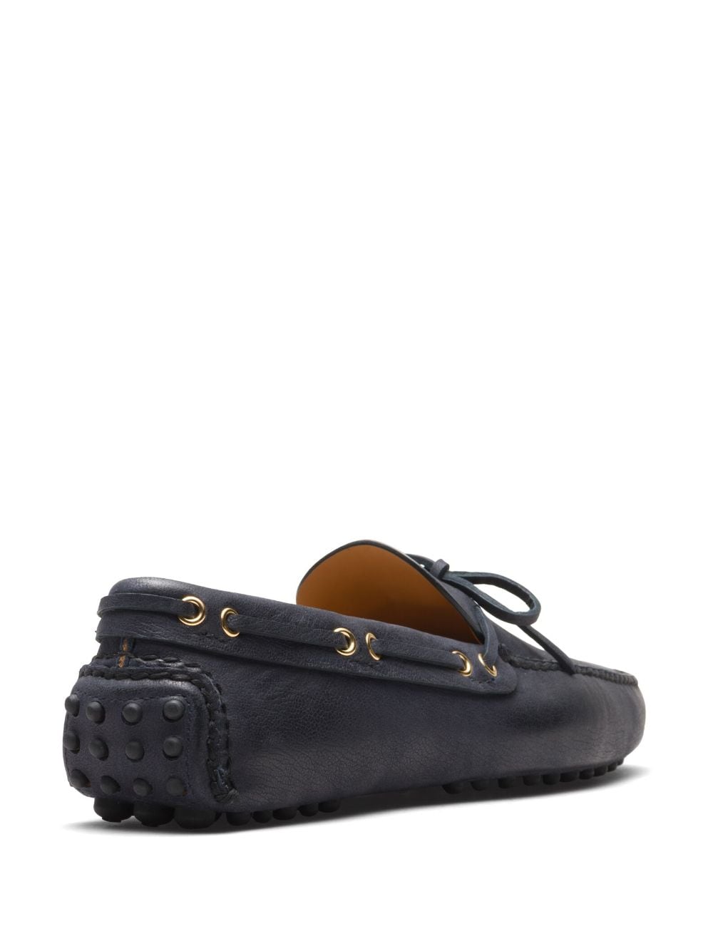 Shop Car Shoe Lace-up Leather Boat Shoes In Blue