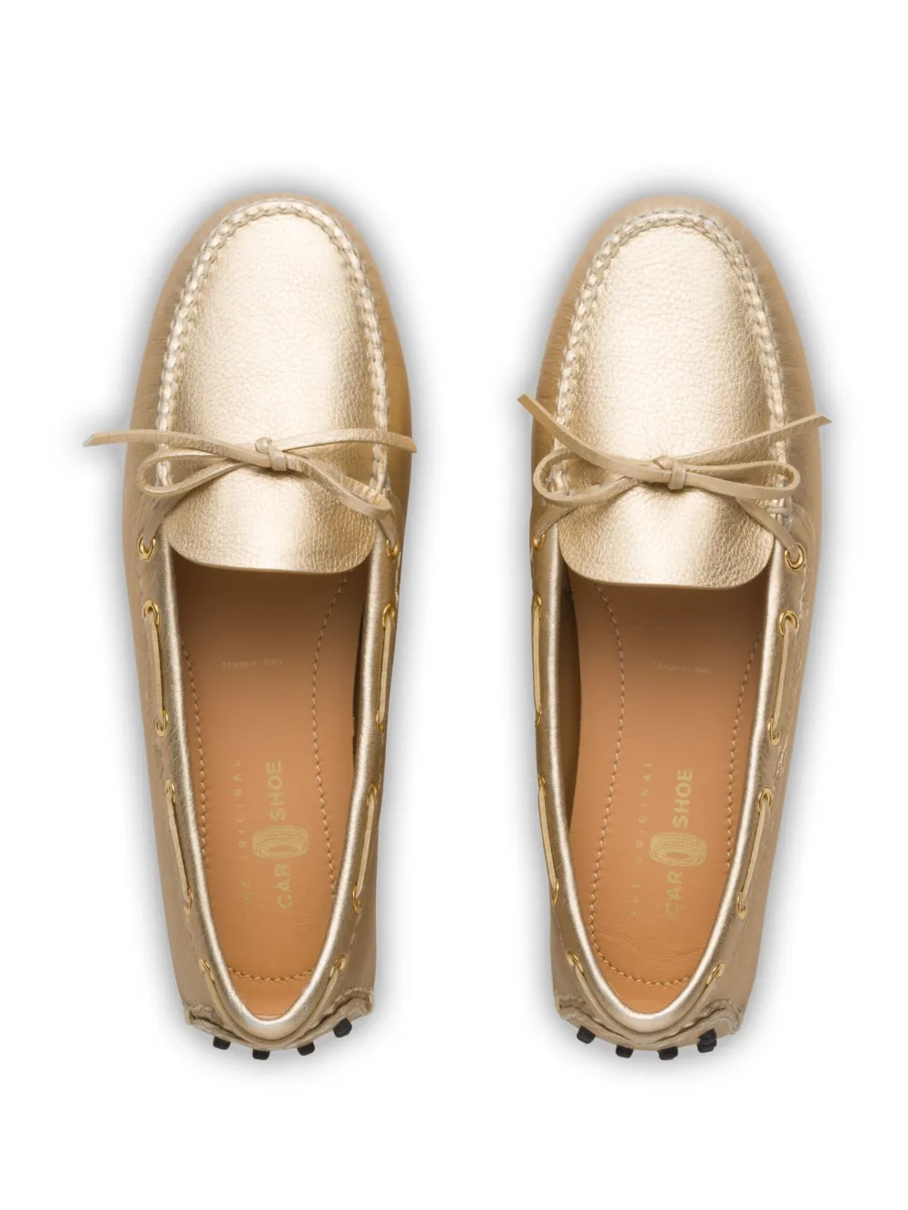 Shop Car Shoe Grained-leather Driving Shoes In Gold