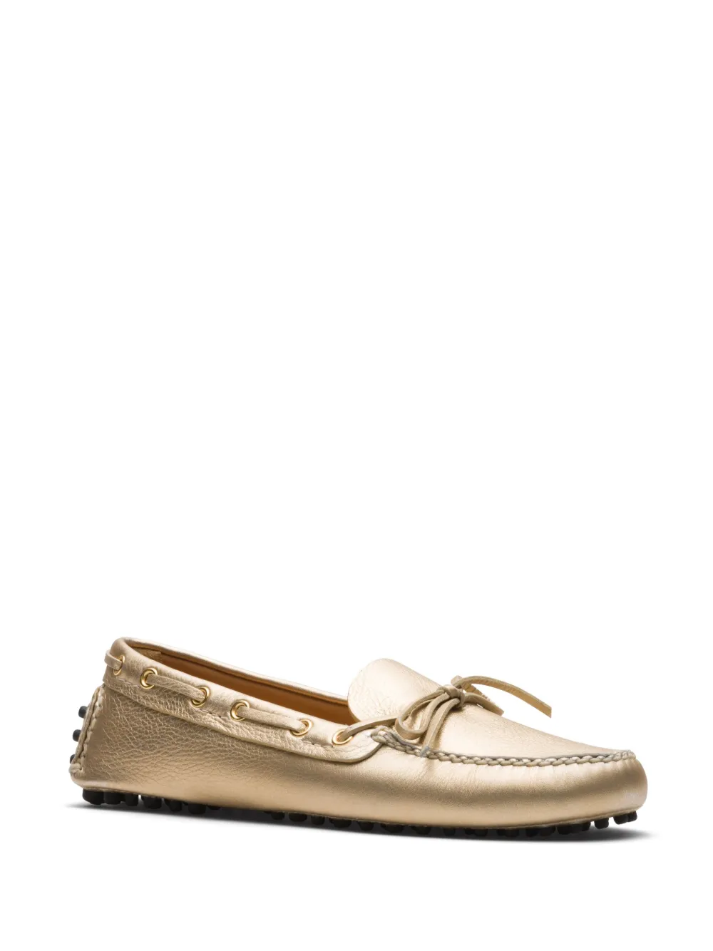 Shop Car Shoe Grained-leather Driving Shoes In Gold