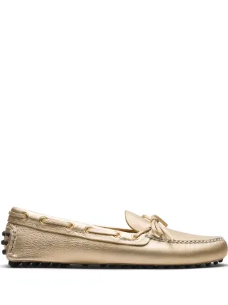 Car Shoe grained leather Driving Shoes Gold FARFETCH AZ