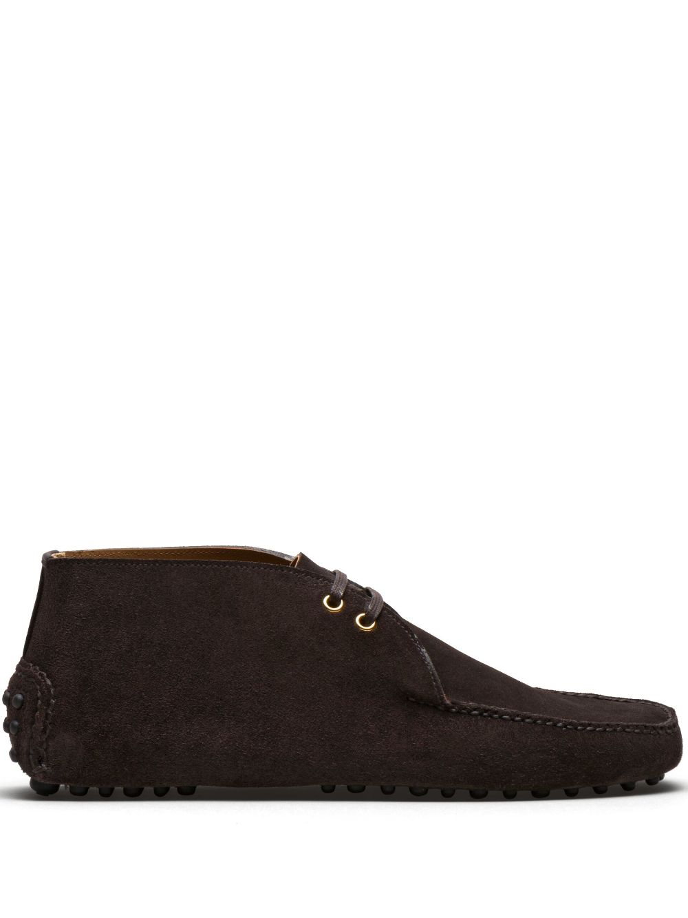 Car Shoe Lace-up Suede Ankle Boots In Brown