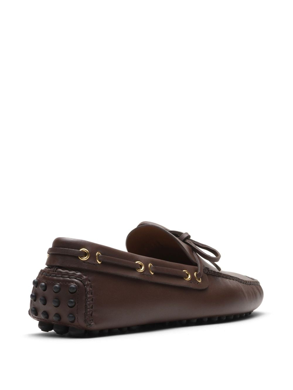 Shop Car Shoe Lux Bow-detail Leather Boat Shoes In Brown
