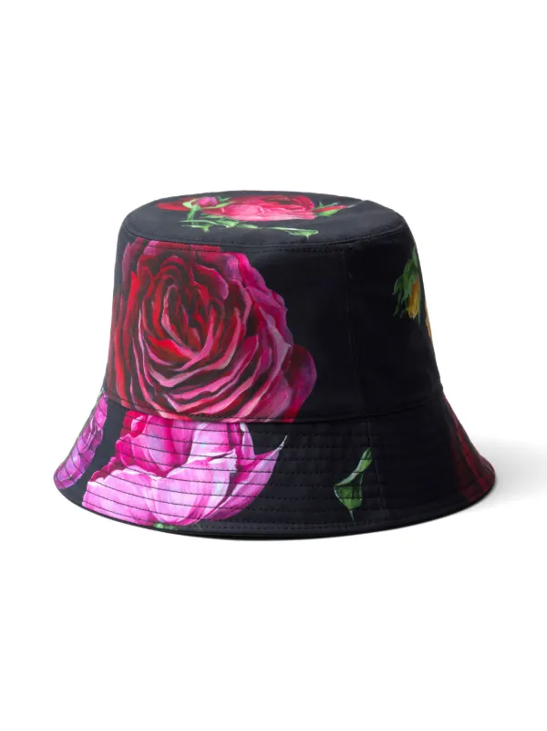 プラダ バケットハット リバーシブル Prada リバーシブル フローラル バケットハット | ブラック
