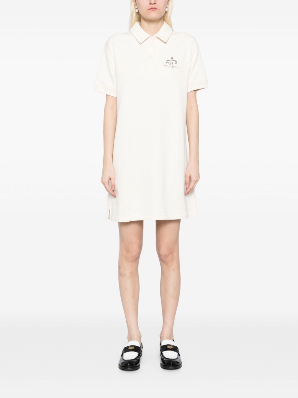 Shop Prada Fleece Short-sleeves Mini Dress In F0018 Neutral