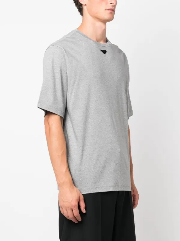 Prada triangle-logo Cotton T-shirt | Grey | FARFETCH Prada triangle-logo Cotton T-shirt | Grey | FARFETCH