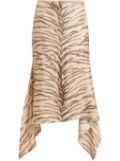 Stella McCartney tiger-print midi skirt - Neutrals