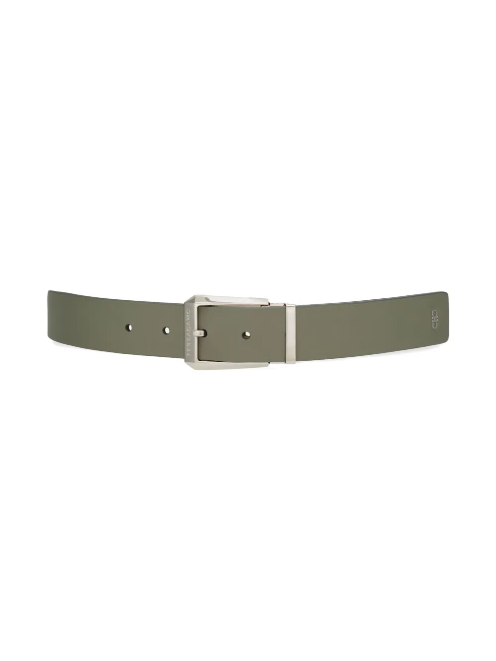 Ferragamo Leren riem met gegraveerd logo Groen