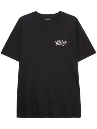 Tシャツ・カットソー ANINE BING Woman T-Shirt Black A0810316 BLK26 Anine Bing cotton t-shirt Myers Cropped Tee Framed Monogram