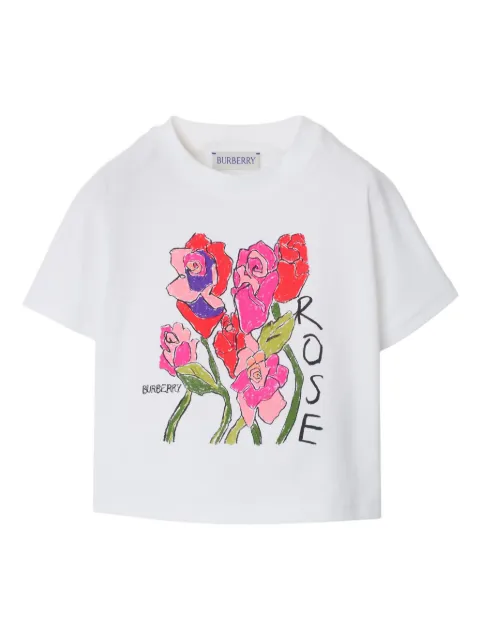 Burberry Kids Rose-print cotton T-shirt