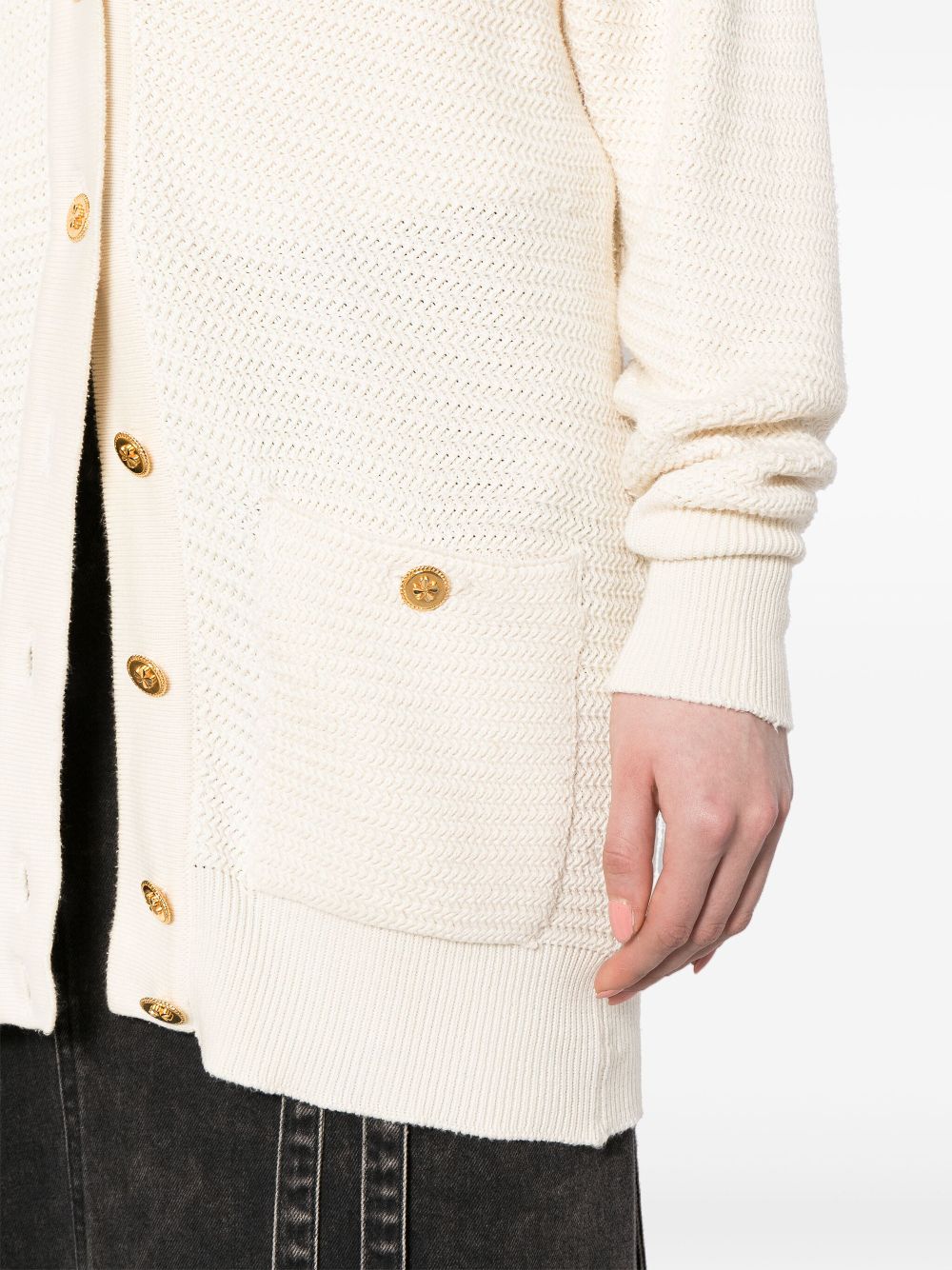 CHANEL 2000s Clover-buttons cotton cardigan Women