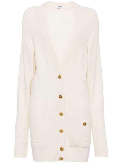 Cheap HOT SALE CHANEL 2000s Clover-buttons cotton cardigan Women