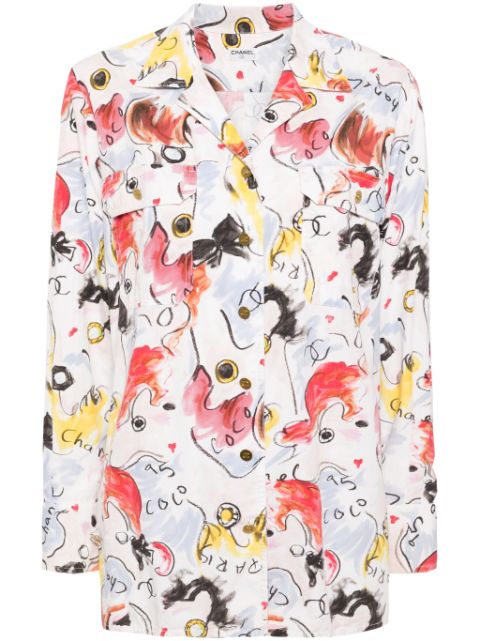 CHANEL 2000s illustration-print cotton shirt Women