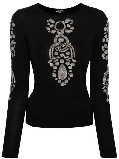 CHANEL 2007 rhinestone-embellished cashmere jumper Women