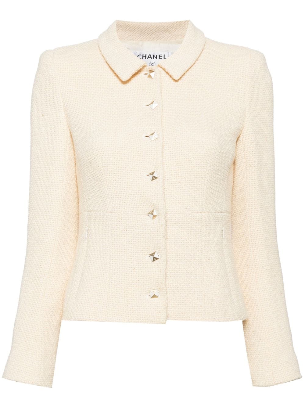 Pre-owned Chanel 2003 Single-breasted Tweed Jacket In Neutrals