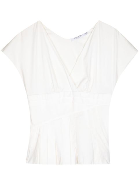 Christian Dior V-neck pleated blouse Women