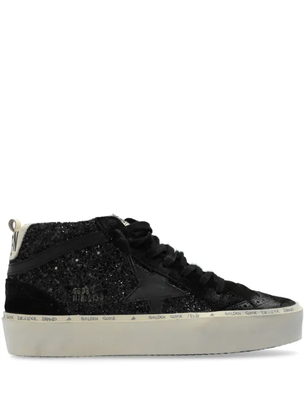 Golden Goose Mid Star high top glitter sneakers women Calf Leather Calf Leather Rubber Fabric 40 Black