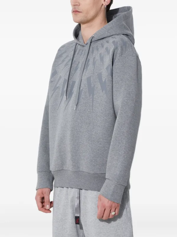Neil Barrett Lightning Bolt Paterned Hoodie | Grey | FARFETCH
