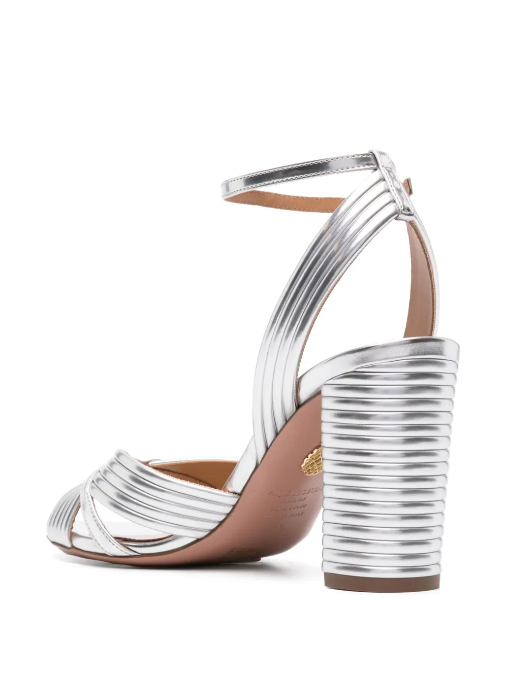 Aquazzura Very Sundance 85mm metallic sandals Silver