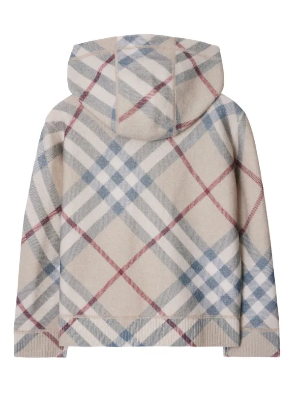 Burberry Kids check-pattern zip-up Wool Hoodie | Neutrals