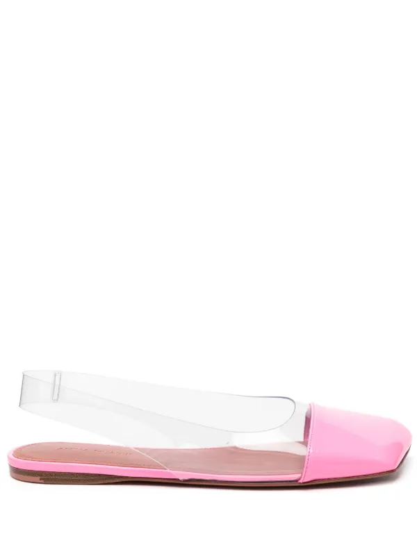 Amina Muaddi Ane Slingback Ballerina Shoes in Pink