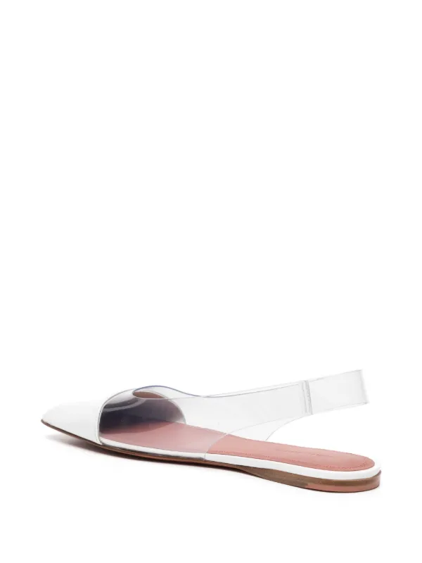 バレエシューズ AMINA MUADDI BALLERINE SHOES (CAMELIAFLAT SILWHT) Amina Muaddi Leather Camelia Ballerinas Embellished Detail