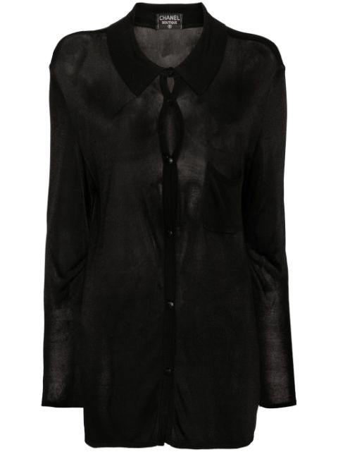 Cheap HOT SALE CHANEL 2000s fine-knit semi-sheer shirt Women