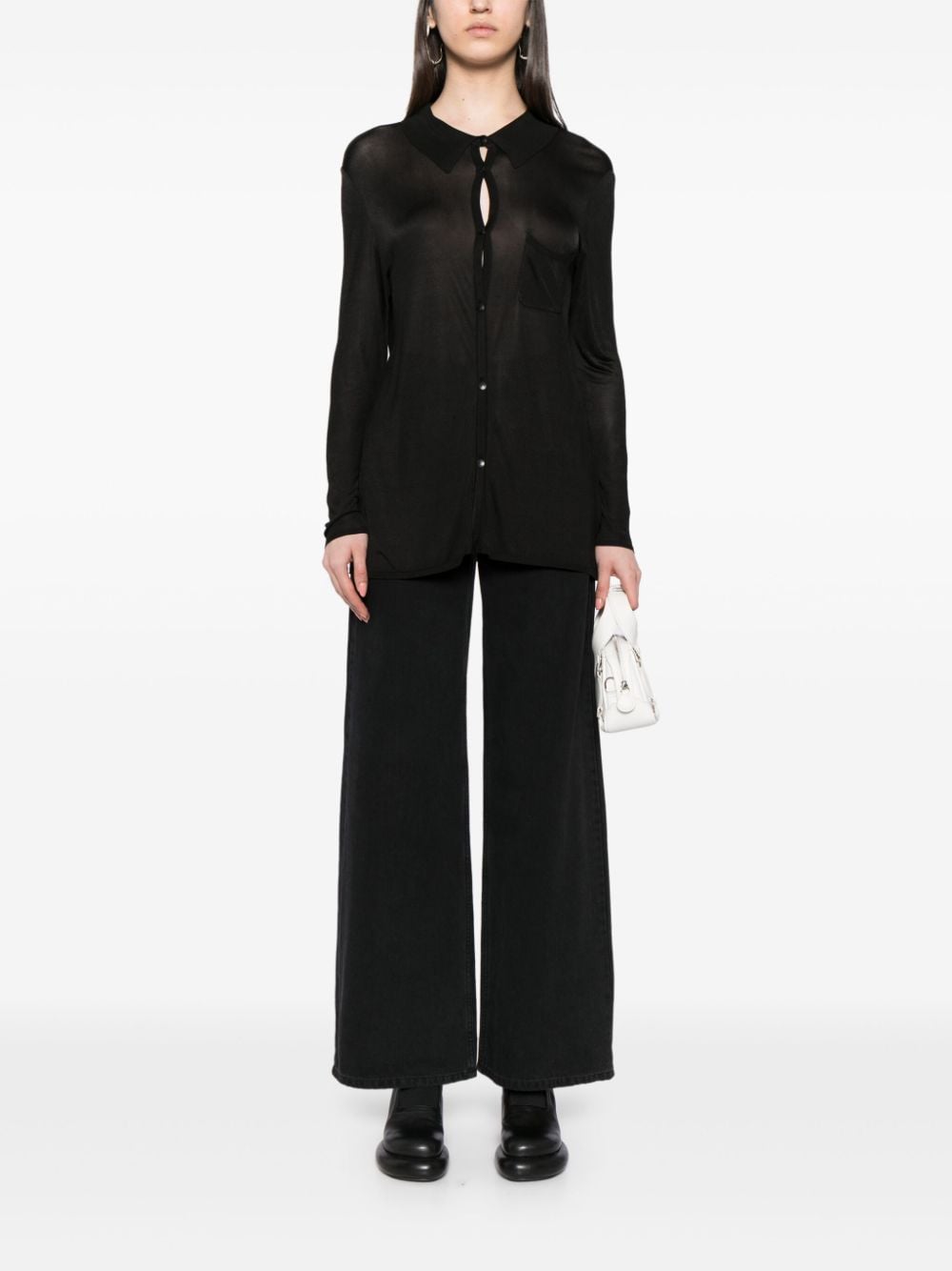 CHANEL Pre-Owned 2000s fijngebreide semi-doorzichtige blouse - Zwart