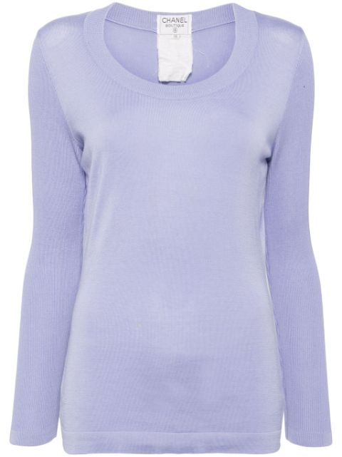 HOT SALE CHANEL 2000s scoop-neck cotton jumper Women